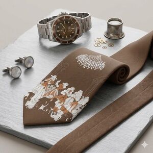 Vintage Schiaparelli Brown "Dancers Under A Chandelier" Tie 🇫🇷